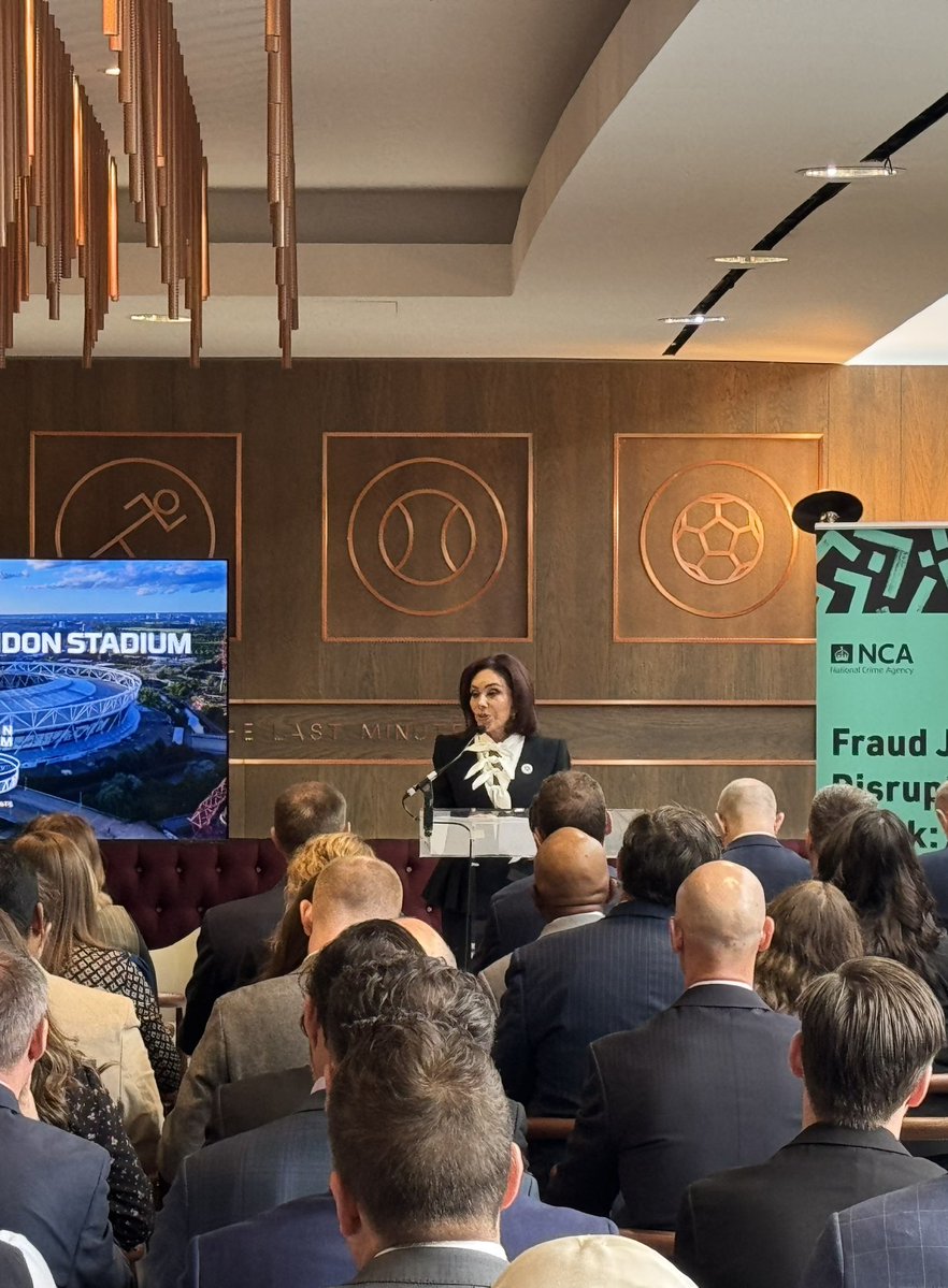 JudgeJeanine's tweet photo. Keynote address at Law Enforcement Disruption Week in London.

10 countries. 15 law enforcement agencies. 15 companies.

One united effort to disrupt scammers and dismantle criminal networks.

Proud to be here with my partners, NCA Director Graeme Biggar, Meta’s Chris Sonderby, and Google’s Albert Shin.

36 hours in London—and now back home!