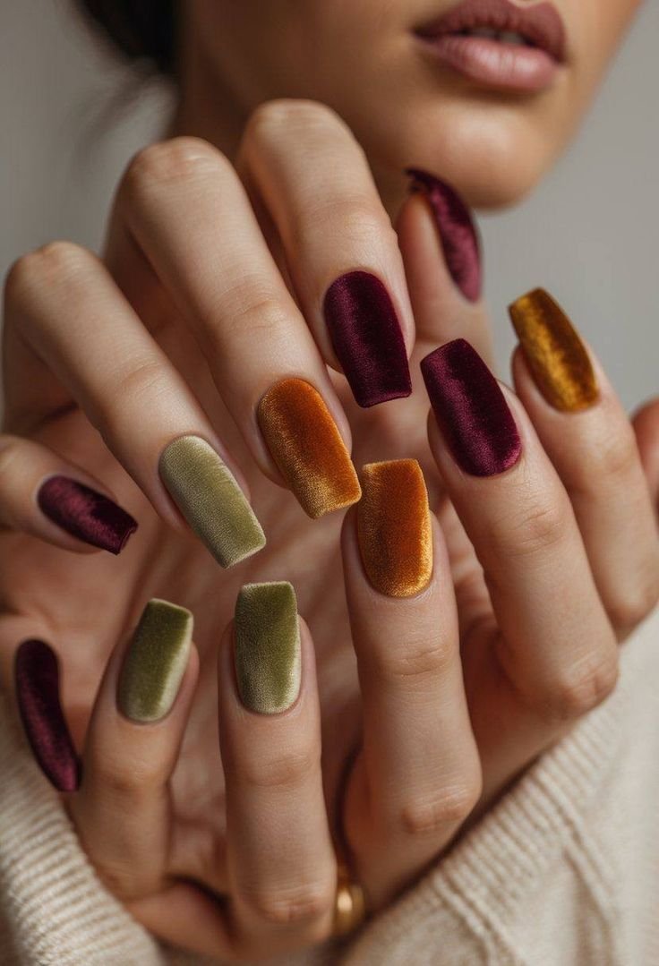 Bllury's tweet photo. Velvet Cat-Eye Autumn Nails https://t.co/LN88G5BScf