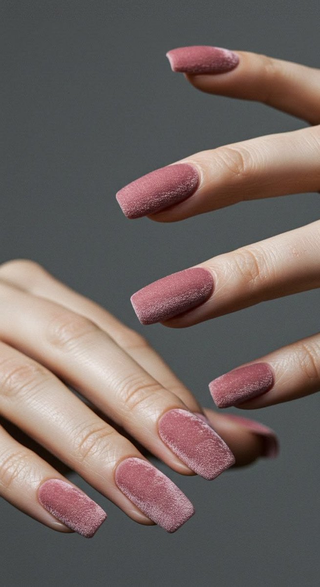 Bllury's tweet photo. Velvet Cat-Eye Autumn Nails https://t.co/LN88G5BScf