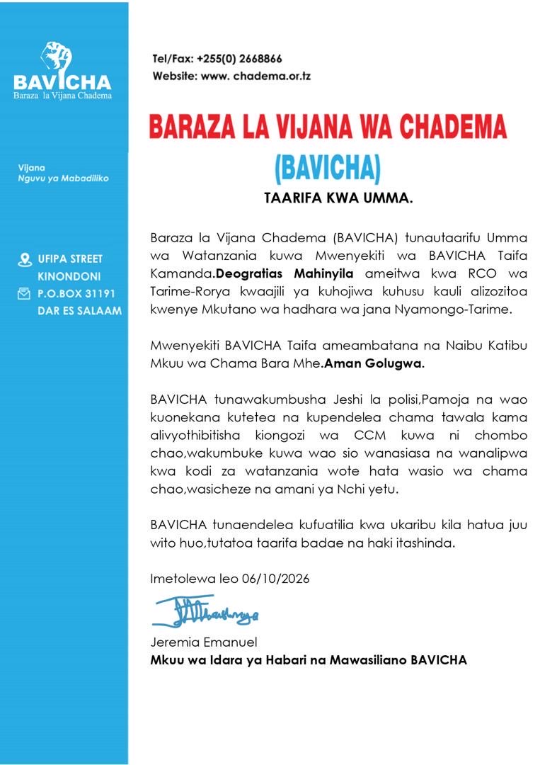 bavicha_taifa's tweet photo. TAARIFA KWA UMMA. https://t.co/wyydKGn5NH