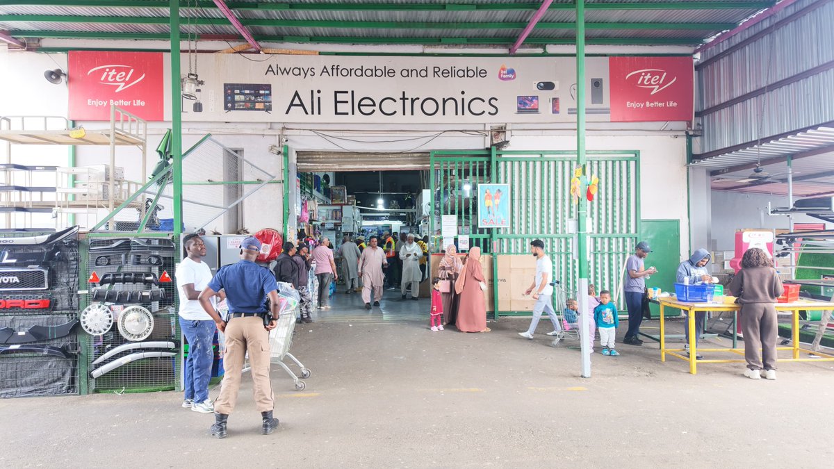 nasiphim's tweet photo. During an inspection at Ali Electronics in Pretoria West, we confiscated illicit electronic goods. In addition, we uncovered a storage room that was constructed without approved building plans. This illegal room poses a serious safety risk because the floor appears visibly weakened.@CityTshwane