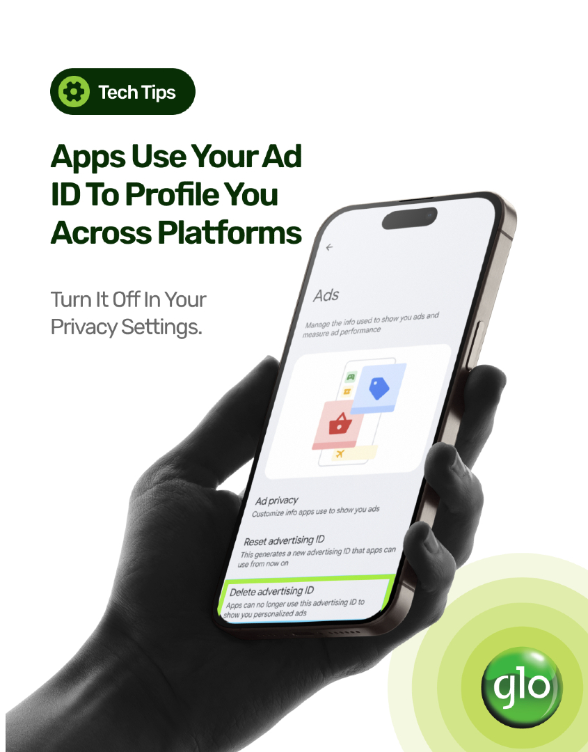 GloWorld's tweet photo. Most people don't know their phone has an ad ID quietly linking their activity across apps.Β
Advertisers use it to track and profile you without ever needing your name.Β
Turn it off in privacy settings and take that control back.
#GloWorld #GloUnlimited #TechTip https://t.co/OUD1fFgCnT