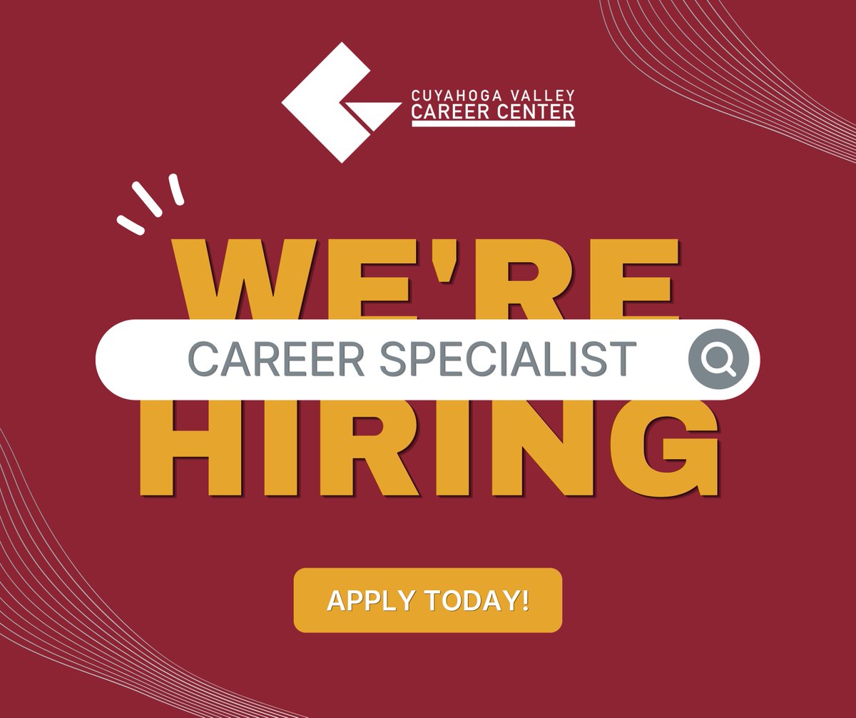 CVCCWorks's tweet photo. 📢 Join the CVCC Team!

CVCC is looking for a Career Specialist (to be assigned to Brecksville-Broadview Heights School District) to join our team and help students explore their futures, discover career pathways, and prepare for success beyond high school.

This position offers the opportunity to make a meaningful impact by supporting students as they connect their interests and skills to college, careers, and the world of work.

👉 Apply through the link below for full details and application information:
https://t.co/oINUzGy9oG

#CVCC #CVCCWorks #NowHiring #HiringNow #CareerSpecialist #EducationJobs #BrecksvilleOhio