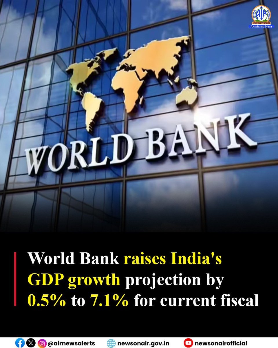 habustudio's tweet photo. World Bank raises its forecast for India’s GDP growth in the current financial year to 7.1%, up from 6.6% projected in April. https://t.co/DogG3RUV6d