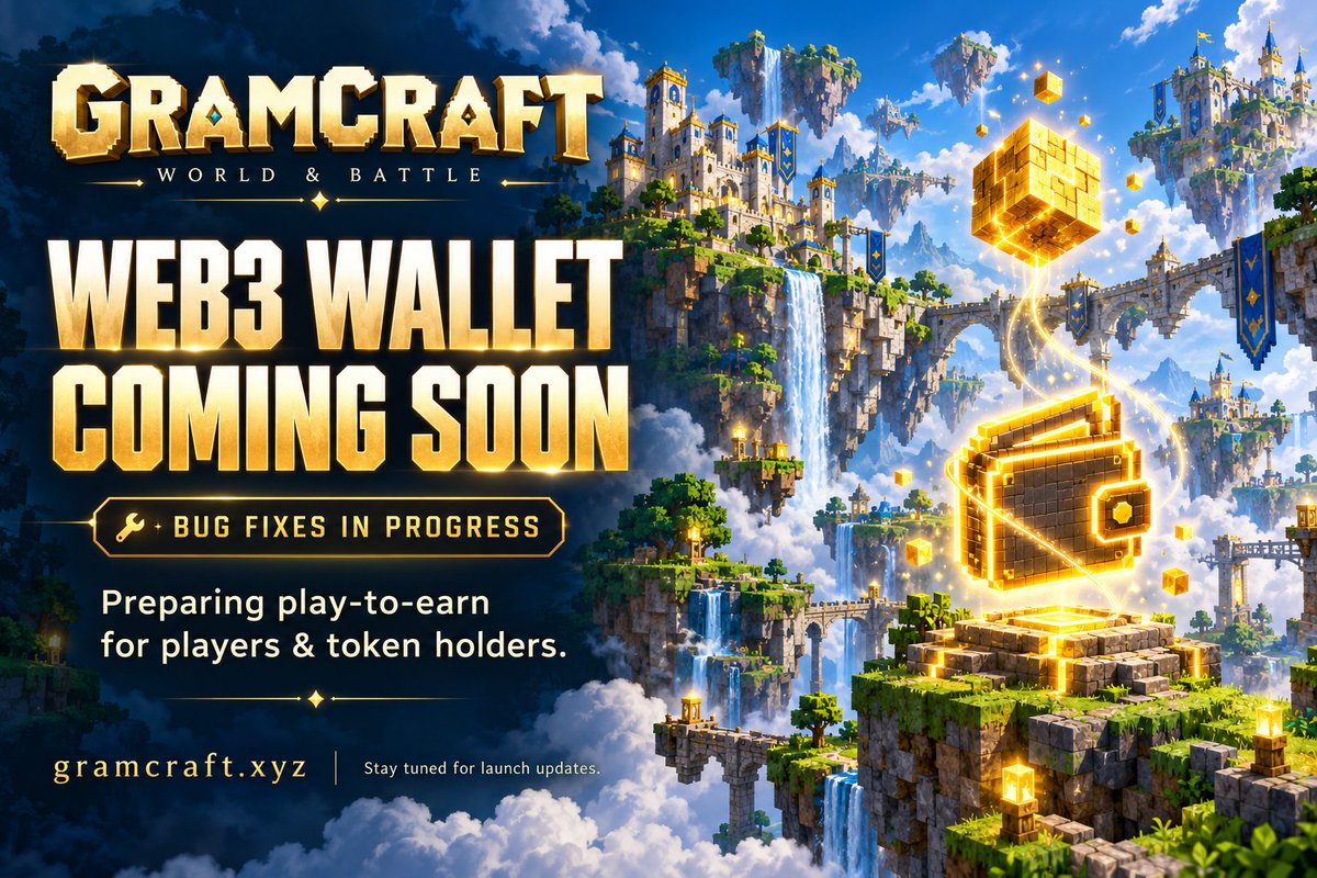 GramCraft_'s tweet photo. 🚧 GramCraft update: bug fixes are underway!

Web3 wallet integration is coming soon, paving the way for players &amp; holders to play and earn token rewards.

Stay tuned for launch details!

https://t.co/dO28FRRJT5

#GramCraft #Web3Gaming #PlayToEarn https://t.co/vZKtA1OGI5