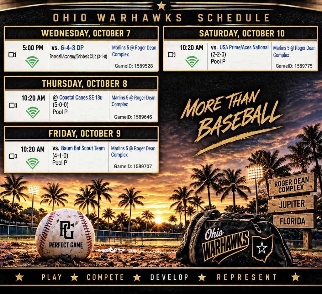 WyattParker2027's tweet photo. Here is my schedule for Jupiter. Let’s work! @TheOhioWarhawks @OhioWarhawks @yuri_namkoong @KIMEPerformance @AdamsPerform @alex_famodu https://t.co/HfoeGzDFT7