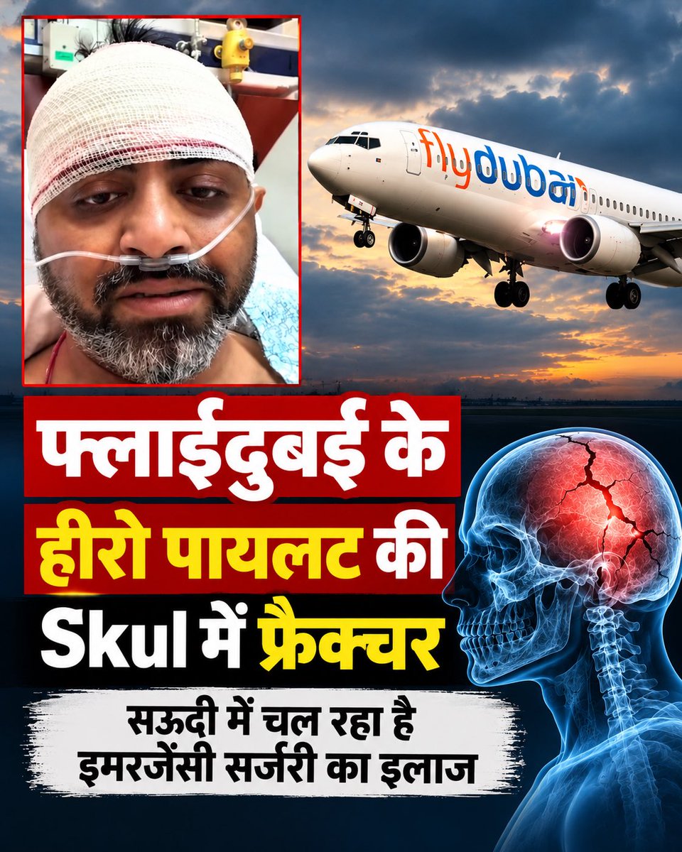 nidhileo's tweet photo. फ्लाईदुबई के हीरो पायलट की हालत गंभीर बताई जा रही है। रिपोर्ट्स के मुताबिक, हमले में पायलट की खोपड़ी में फ्रैक्चर हुआ, जिसके बाद उन्हें सऊदी अरब में इमरजेंसी सर्जरी के लिए भर्ती कराया गया। आखिर क्या हुआ था? पूरी कहानी जानिए इस वीडियो में।

#FlyDubai #FlyDubaiPilot #HeroPilot #PilotInjury #SkullFracture