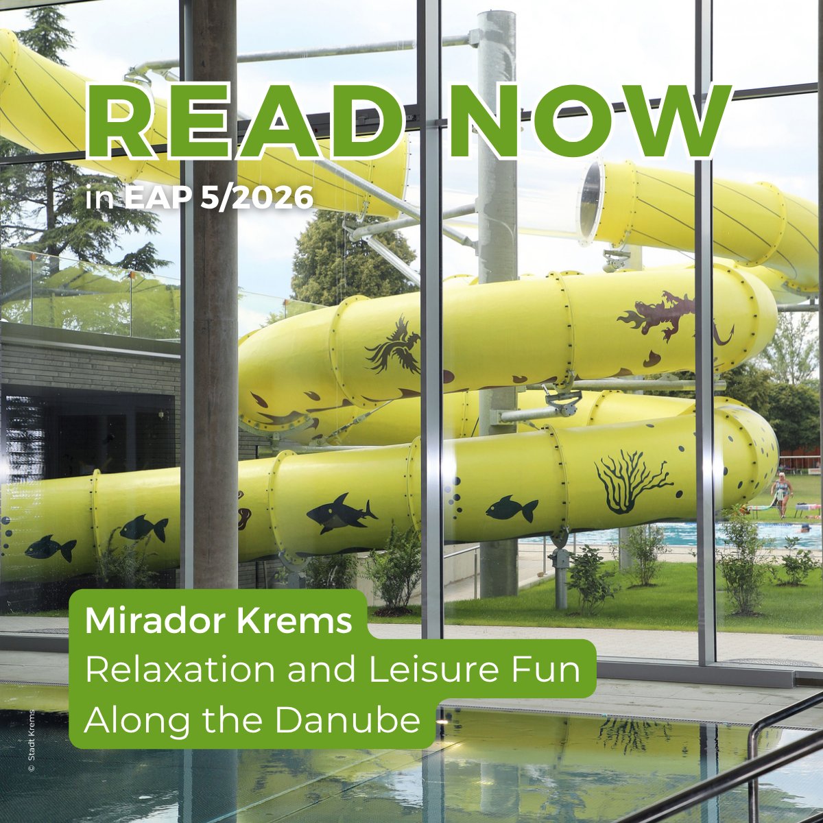 EAPMagazine's tweet photo. ❗️ Mirador Krems: The New Sports &amp; Leisure Pool❗️

Sports, leisure, sauna and gastronomy across three levels: discover the architecture, attractions and concept behind Krems’ new EUR 40 million Mirador pool on the banks of the Danube in EAP 5/2026 ➡ https://t.co/K5hW2B8F0G 🏊‍♂️💦 https://t.co/jPYRHQvqCJ