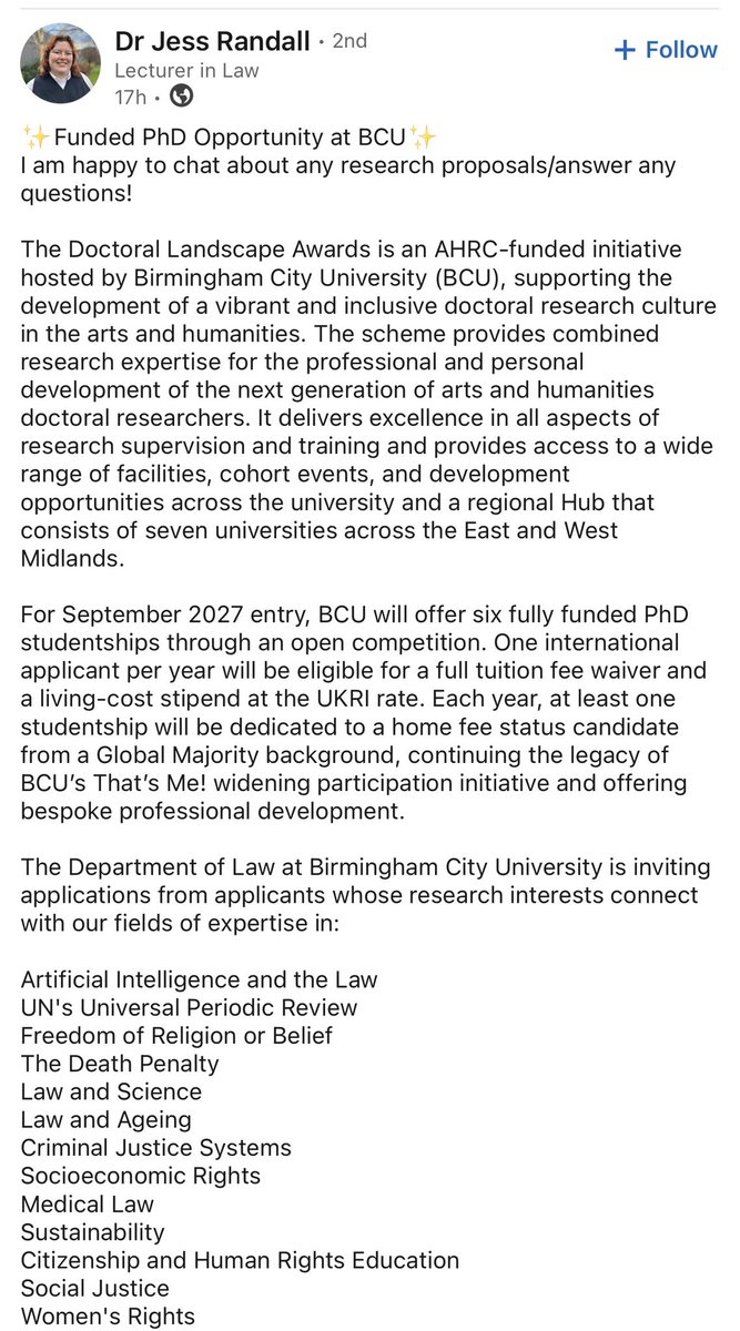 FeranmiFerary's tweet photo. Now is not the time to sleep on LinkedIn as many Professors and departments in the UK are currently advertising PhD funding opportunities…👇 https://t.co/XCP92Fiitw