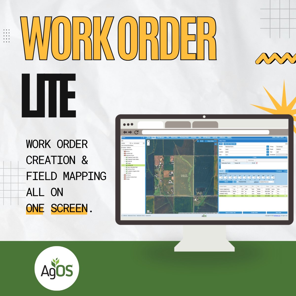 AgWorksSoftware's tweet photo. Introducing Work Order Lite. Visualize field boundaries while you plan and utilize multiple management zones for full or partial field application. Simplify your work by simplifying your processes. Request a demo today to learn more: https://t.co/igrdmKB1Vy https://t.co/iSTliOOHTB
