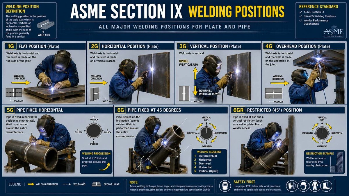 Weldfabworld's tweet photo. Welding position qualification is a critical aspect of welder performance qualification and directly impacts fabrication quality, safety, and code compliance.
π₯ Watch here:
https://t.co/Rz5tUixugY
#Welding #ASMESectionIX #WelderQualification #WeldingEngineering #PipeWelding https://t.co/NJ4n0aoe5E