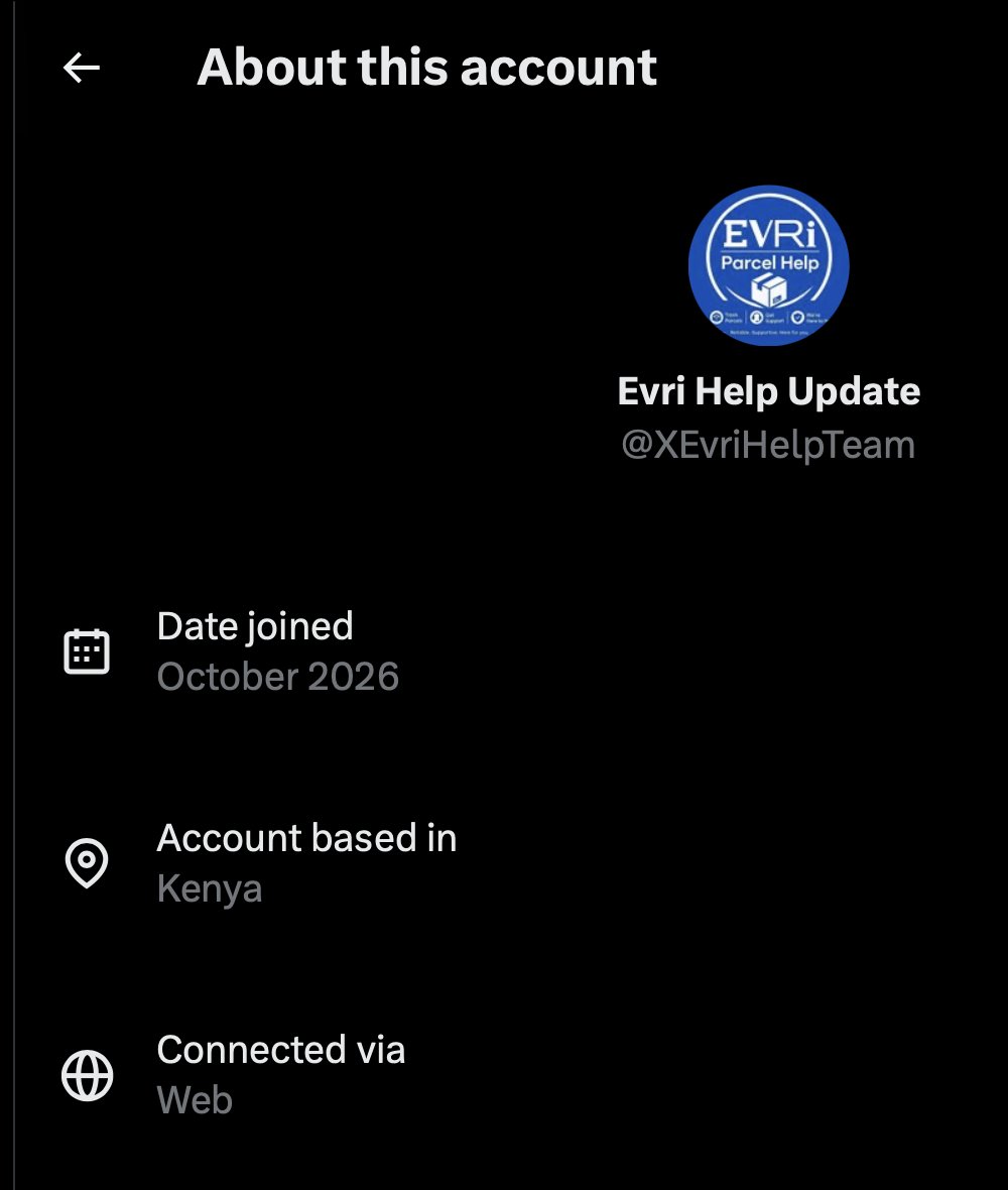 Jackson1Terry's tweet photo. @sarmackie965 @nextofficial Guess what?  Evri Help Update is another one.  Created this month and with 0 followers.  Please report them. https://t.co/W4y2jfBo5j
