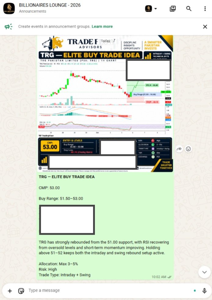 trade_flow's tweet photo. #TRG HITS UPPER CAP @ 56.60
From 51.40 low → 56.60 Upper Cap — a sharp +10.1% rebound.
Another strong momentum move captured by TradeFlow Advisors
https://t.co/Pi8SyJs8yD
#PSX #KSE100 #PAKISTAN #STOCKS https://t.co/aS2arTjwka