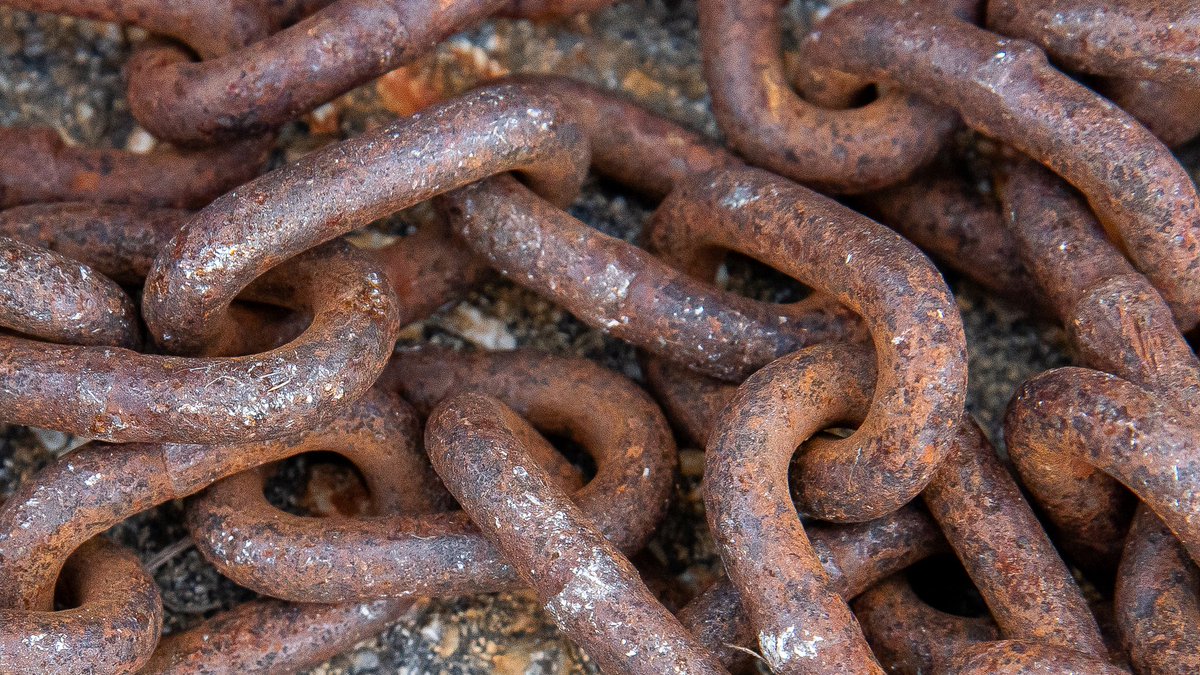 carmilevy's tweet photo. I remember when this chain was new and shiny.

Now, years later, it lies in a corner, rusting to oblivion, forgotten.

But I shoot it anyway.

Because some things remain worthy even if aesthetics might suggest otherwise.

#ldnont #canada #playground #rustinpeace #stilllife https://t.co/t48IBM2Lpl