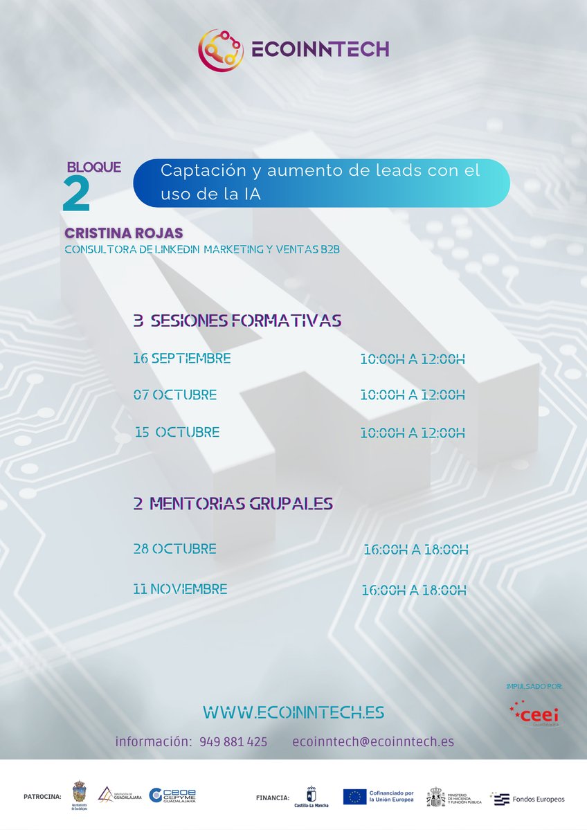 ecoinntech's tweet photo. 🚀 IA 360 | Mañana volvemos a conectar con la IA
Continuamos avanzando en IA 360 – Lidera el cambio, conecta el futuro.

📅 7 de octubre de 2026
🕙 10:00 – 12:00 h
💻 Modalidad virtual
🔒 Exclusiva para usuarios de ECOINNTECH

🌐 https://t.co/NaQKAneKWO https://t.co/ZATvxtOGzr