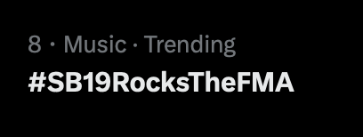 SoundBreakPH's tweet photo. Lumabas na! ratrat pa!

SB19 MAY BISA SA FMA
@SB19Official #SB19
#SB19RocksTheFMA https://t.co/E1EqWlJDnO