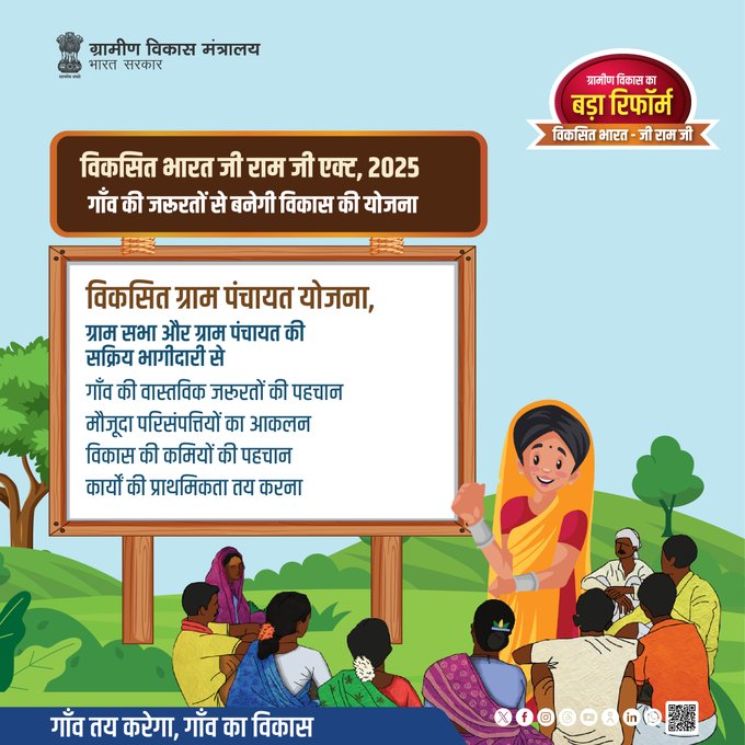 CBCBhopal's tweet photo. विकसित भारत- जी राम जी गाँव की जरूरतों से बनेगी विकास की योजना गाँव तय करेगा, गाँव का विकास #VBGRAMG #ViksitBharat_GRAMG #MoRD #RuralEmployment #GRAMG #125days_RozgarKiNayiGuarantee #125daysGuarantee_G_RAM_G #ViksitBharat_G_RAM_G #SchemesofRD #VB_GRAMG
@MoRD_GoI https://t.co/v0FHPyWGVr