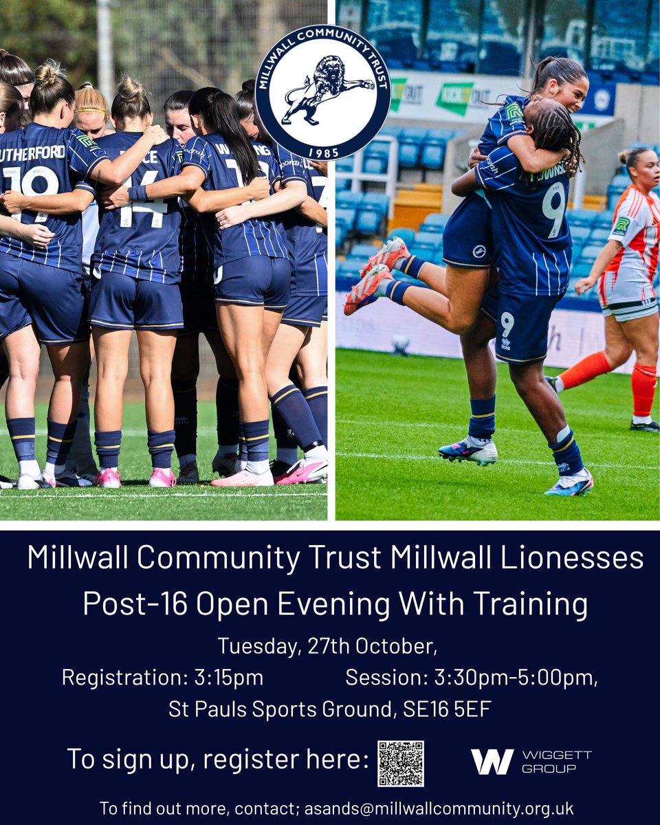 Millwall_MCT's tweet photo. ✅ #Millwall Community Trust Post-16 Open Evening with Training!

👉 Sign up here: https://t.co/drrkzKmRJK

#1Club1Community #WiggettGroup https://t.co/gYuU81rQi0