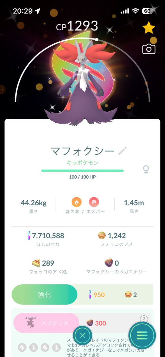 n_y15's tweet photo. マフォクシーはまだメガシンカできんけど...残るはブリガロン😏

#ポケモンGO https://t.co/RdziF1w8XP