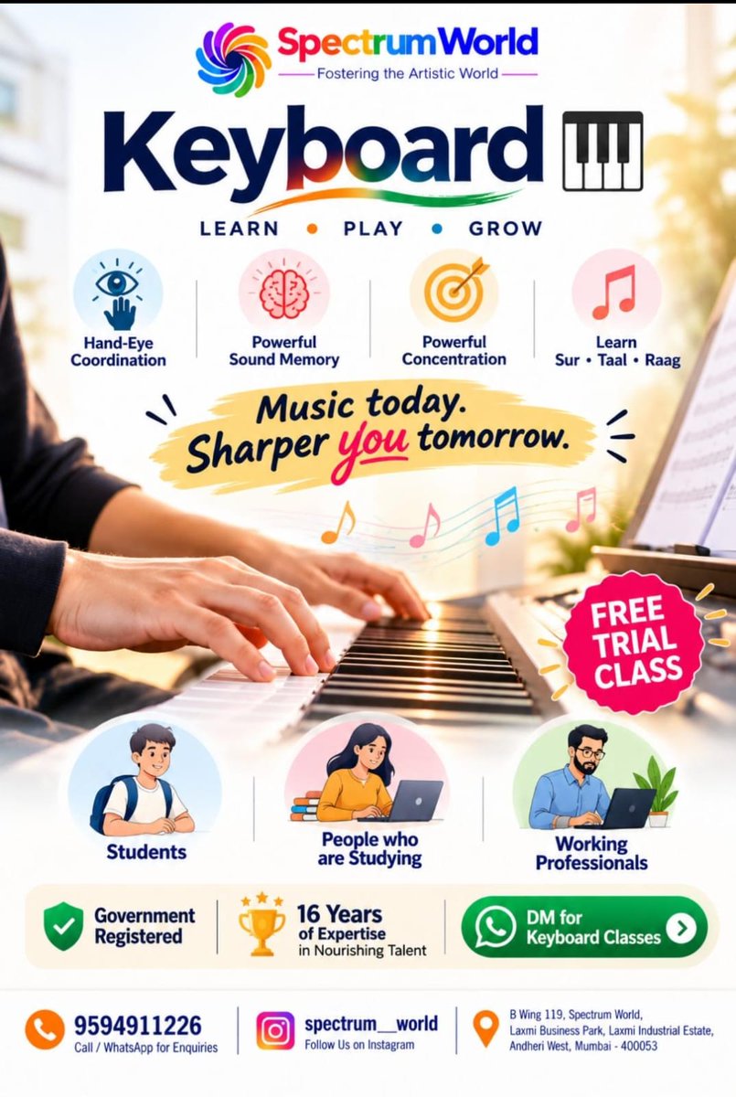 Spectrum__World's tweet photo. For any queries kindly DM
9594911226 - Phone number
Address :: B wing , 119 , Spectrum academy , Laxmi business park , Laxmi industrial estate , Andheri west , Mumbai 400053 https://t.co/z7BstamCsi