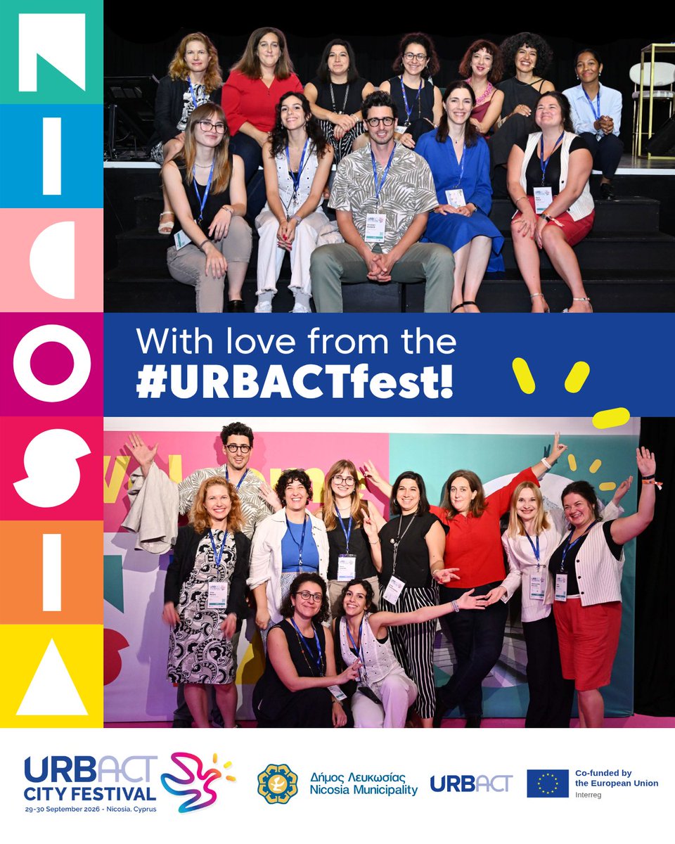 URBACT's tweet photo. Ευχαριστώ, thank you, from the URBACT Secretariat!☀️

A huge thank you to @NicosiaMunicipa &amp; everyone who helped make the 2026 URBACT City Festival such a memorable experience!

📩 Subscribe to our newsletter for more updates: https://t.co/MDpDmaxF93

#URBACTfest #bettercities https://t.co/3yMOWdhE4l