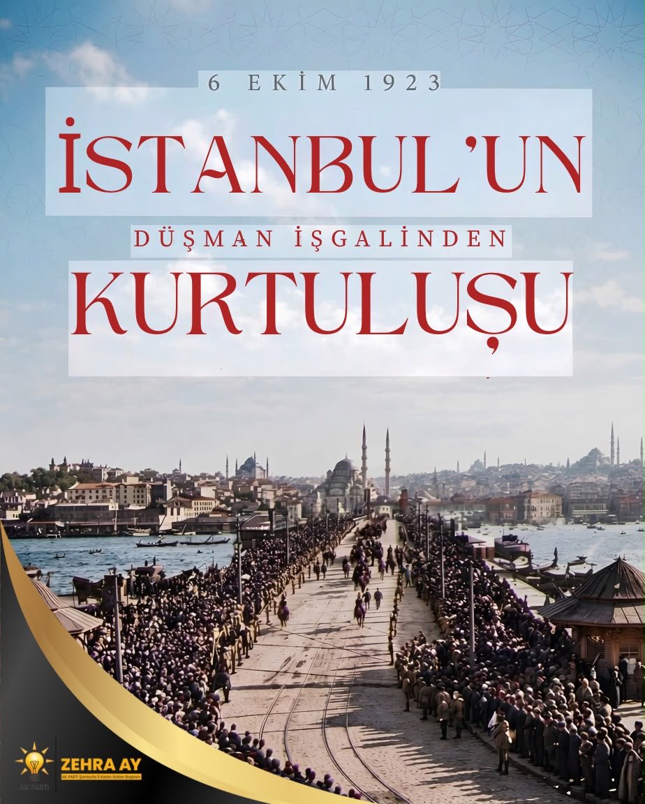 ZehraAy063's tweet photo. Tarihi, kültürü ve medeniyet mirasıyla bağımsızlığımızın ve medeniyetimizin sembolü olan aziz İstanbul’un düşman işgalinden kurtuluşunun 103. yıl dönümü kutlu olsun. 🇹🇷

Bağımsızlık meşalesini yakan başta Gazi Mustafa Kemal Atatürk ve silah arkadaşları olmak üzere, tüm kahraman şehitlerimizi ve gazilerimizi rahmet, minnet ve saygıyla anıyoruz.

#istanbulunkurtuluşu