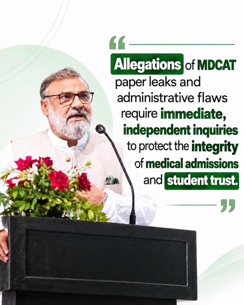 Amir_Chishti245's tweet photo. Allegations of MDCAT paper leaks and administrative flaws require immediate, independent inquiries to protect the integrity of medical admissions and student trust.
#SenatorAmirWaliuddinChishti #MDCAT #MDCAT2026 #SindhMDCAT #Merit https://t.co/qRHnfEQWtH