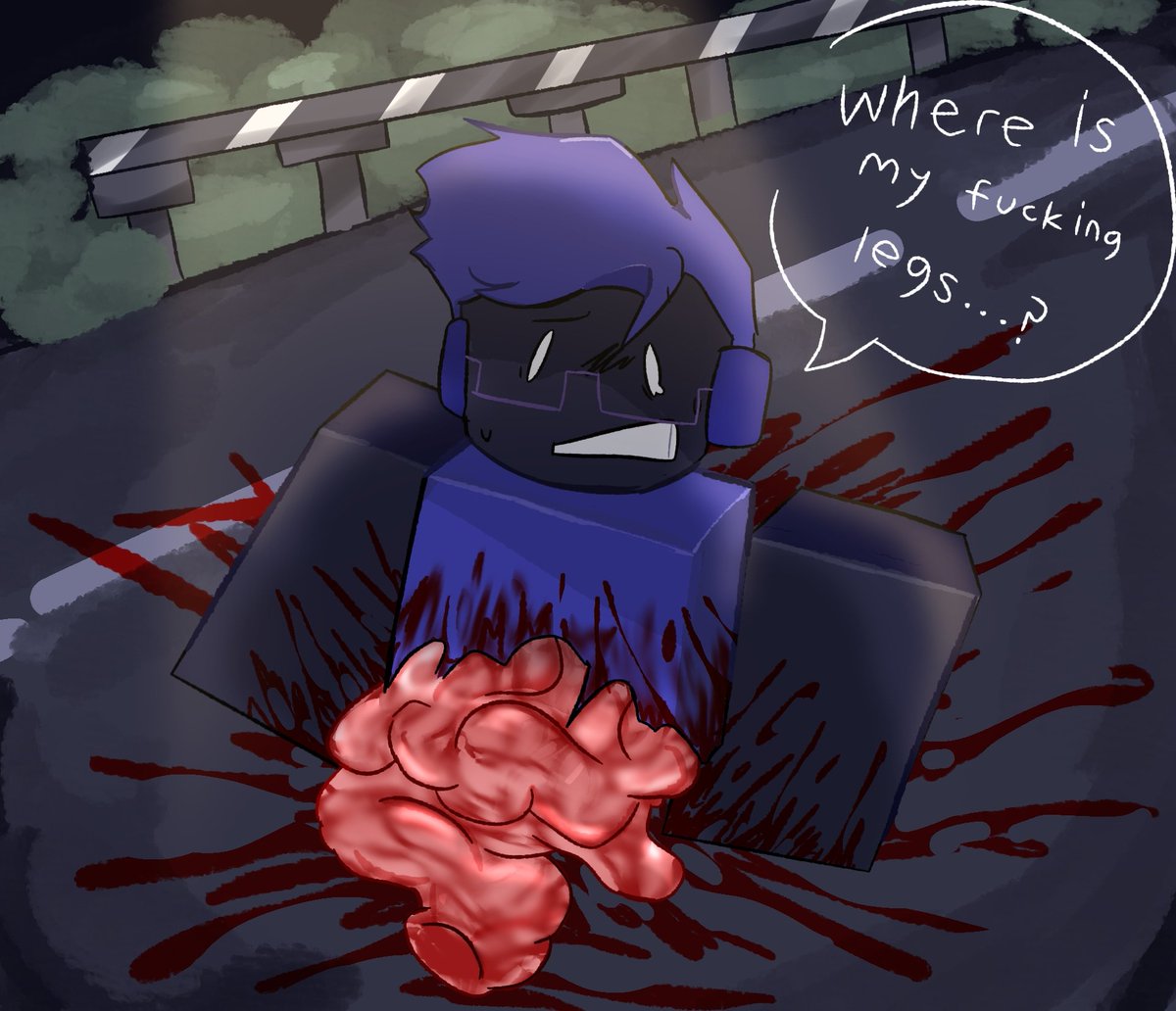 leyrabies's tweet photo. (Gore warning⚠) klipo712 losing his own leg due car accident 

#roblox #robloxgore https://t.co/OWO71z2mSU
