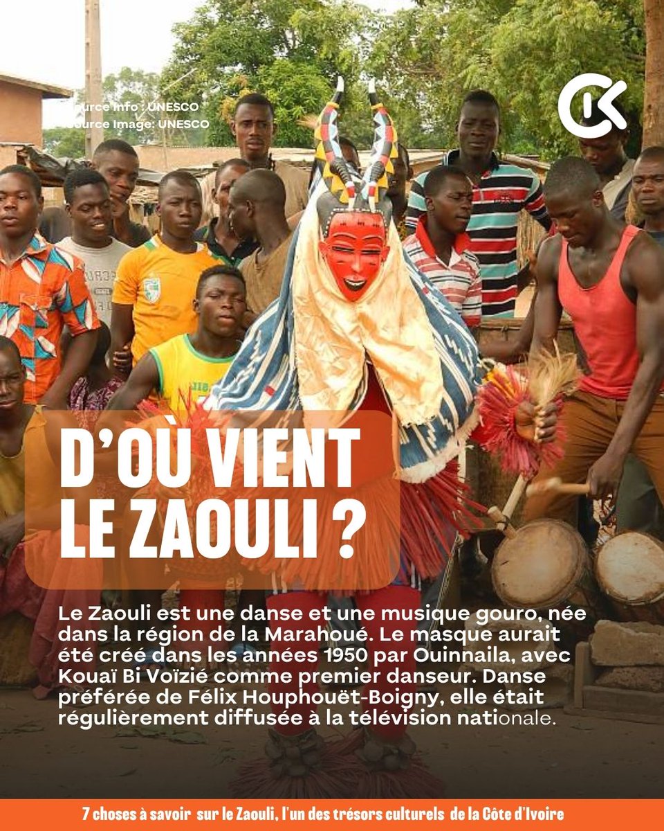 OnDiKwaOfficiel's tweet photo. On reconnaît ses pas dès les premières secondes. Mais connais-tu vraiment l’histoire du Zaouli ? Cette danse des communautés Gouro cache plusieurs choses que beaucoup ignorent. On te raconte tout.
#ODK #OnDiKwa #Zaouli #CotedIvoire #Gouro #CultureIvoirienne https://t.co/4RnVUQBCiS