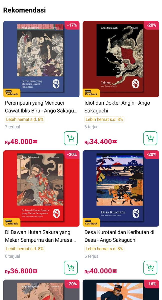 nyoranganbooks's tweet photo. Buku-buku Ango Sakaguchi sudah tersedia di Tokopedia.

Paket bundling hanya tersedia via DM.

https://t.co/l39rqcC8vw https://t.co/CAnbUposkF