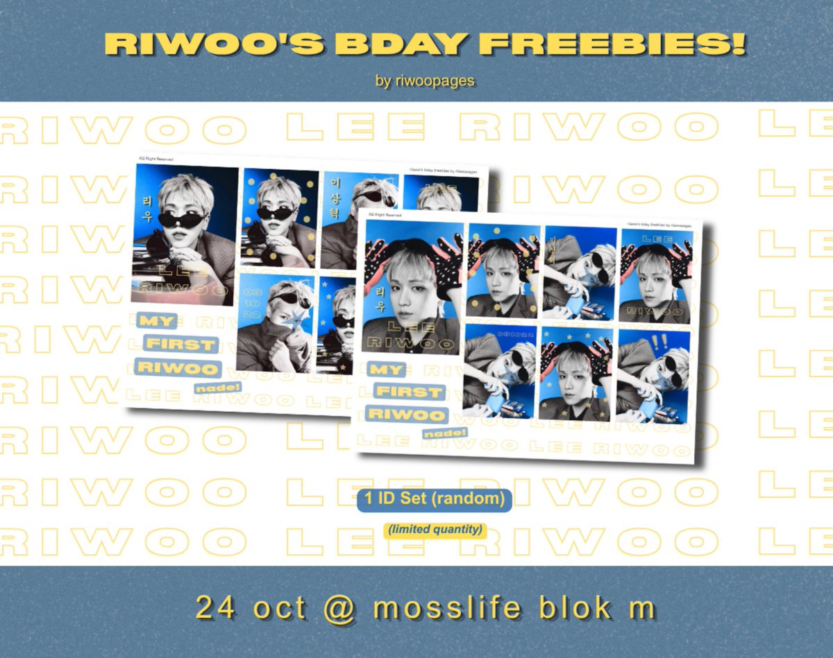 riwoopages's tweet photo. ⭐ riwoo's birthday freebies by riwoopages ⭐

hii! i have some freebies for those who come to this event #MadebyWoo 💛

it's limited quantity so just find me and say hi to claim it yaaa. see youu!! https://t.co/l4IOoS8pEh