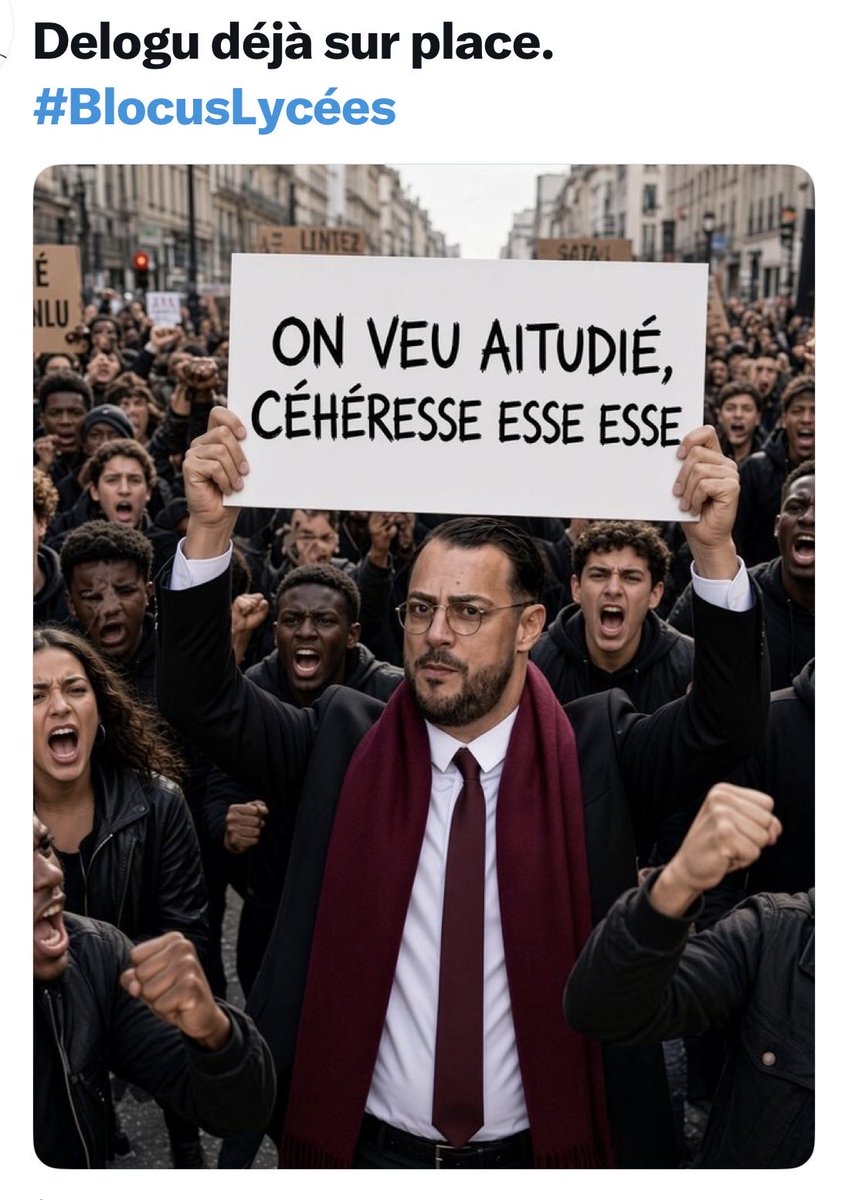 JefHugo99582's tweet photo. LES ÉLUS LFIstes DE PUTES, ONT REJOINT LES CORTÈGES DE MANIFESTANTS LYCÉENS !!
POUR LES PROTEGER DES VIOLENCES POLICIÈRES ??? https://t.co/tFfpvu60f0