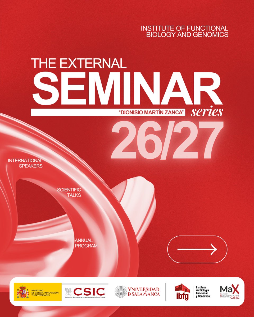 ibfg_es's tweet photo. 🔬 New ideas. New perspectives. New discoveries.

🎤 The #IBFG External Seminar Series returns for 2026/27, bringing researchers from leading institutions to Salamanca to share their latest work in molecular &amp; cellular biology, genomics and beyond.

📍 IBFG Auditorium https://t.co/0XGlfdIQPp