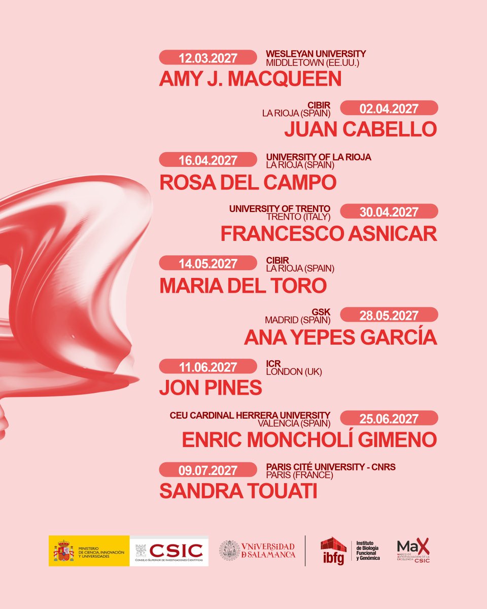 ibfg_es's tweet photo. 🔬 New ideas. New perspectives. New discoveries.

🎤 The #IBFG External Seminar Series returns for 2026/27, bringing researchers from leading institutions to Salamanca to share their latest work in molecular &amp; cellular biology, genomics and beyond.

📍 IBFG Auditorium https://t.co/0XGlfdIQPp