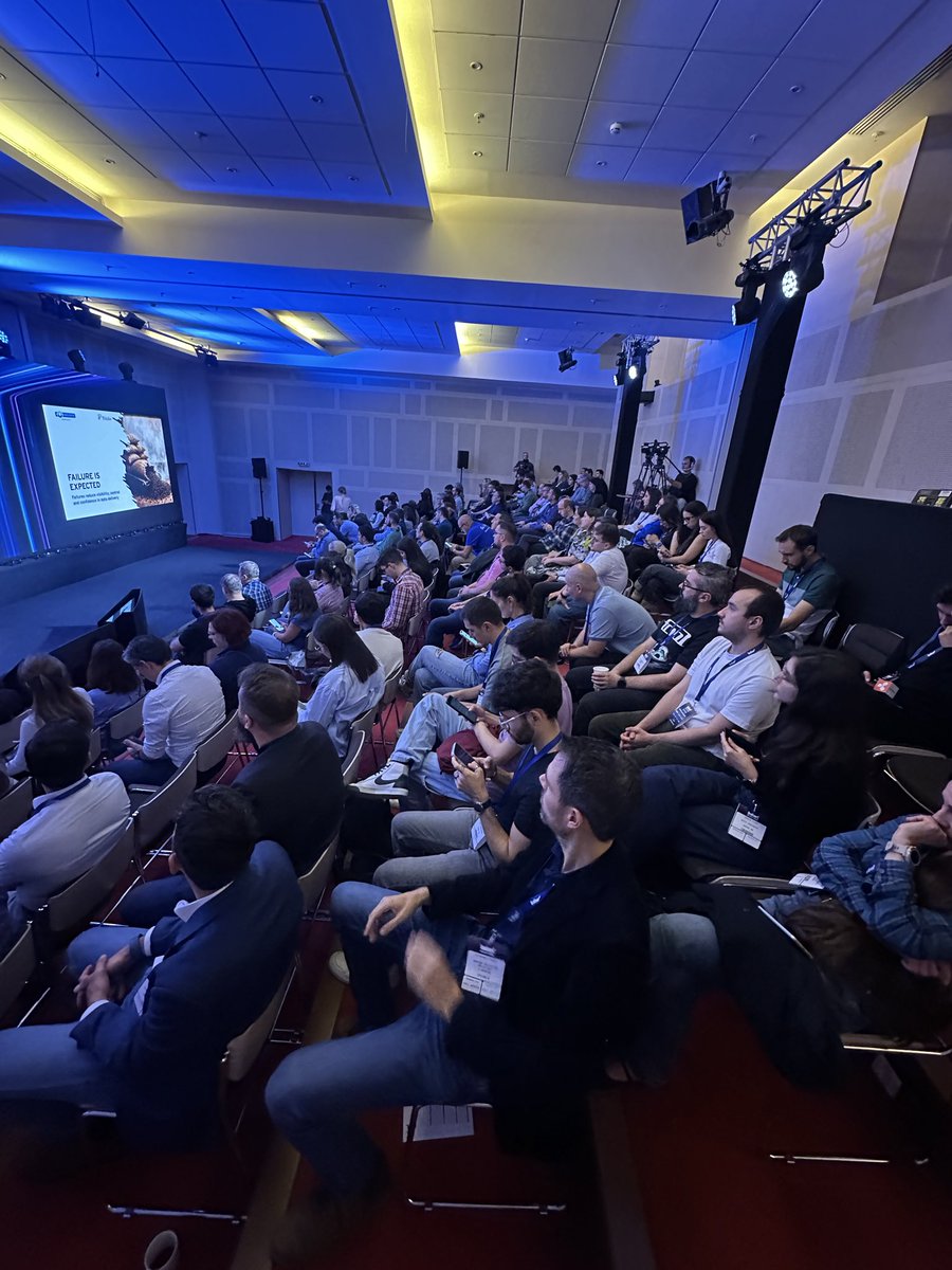 bigdataweek's tweet photo. 🔵 Lucian Neghina &amp; Oana Berzai from @eSolutionsTech and Dragos Tanta from Tchibo explore the boundary between an #IntegrationPlatform and a #DataPlatform, with lessons on streaming, data contracts, schema evolution and operating integrations at scale. #bdw2026 #bdwbucharest https://t.co/aC6bGHO2ca