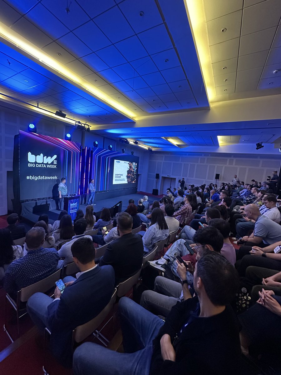 bigdataweek's tweet photo. 🔵 Lucian Neghina &amp; Oana Berzai from @eSolutionsTech and Dragos Tanta from Tchibo explore the boundary between an #IntegrationPlatform and a #DataPlatform, with lessons on streaming, data contracts, schema evolution and operating integrations at scale. #bdw2026 #bdwbucharest https://t.co/aC6bGHO2ca