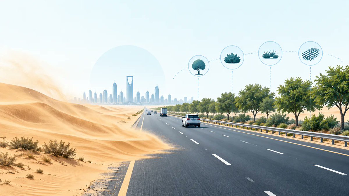 Ruh_Rd's tweet photo. بعد مقترح المسند.. «الغطاء النباتي»: رصدنا مواقع زحف الرمال على طريق الرياض–الدمام والتشجير يبدأ في الربع الأول من 2027 https://t.co/88guN0X41t