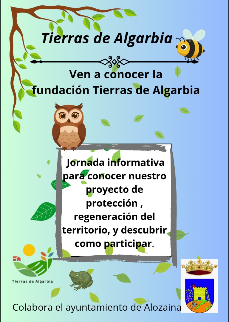 aytoalozaina's tweet photo. 📢🌱 ¡Conoce la Fundación Tierras de Algarbia! 🦉🐝
Descubre su proyecto de protección y regeneración de nuestro territorio y cómo puedes participar 💚. Colabora el Ayuntamiento 🏛️.
📅 Viernes 9 de octubre
⏰ 19:00 h
📍 Aula de Cultura (C/ Calvario, 3)
¡Te esperamos! 🙌
#Alozaina https://t.co/1kjSjoJCR4