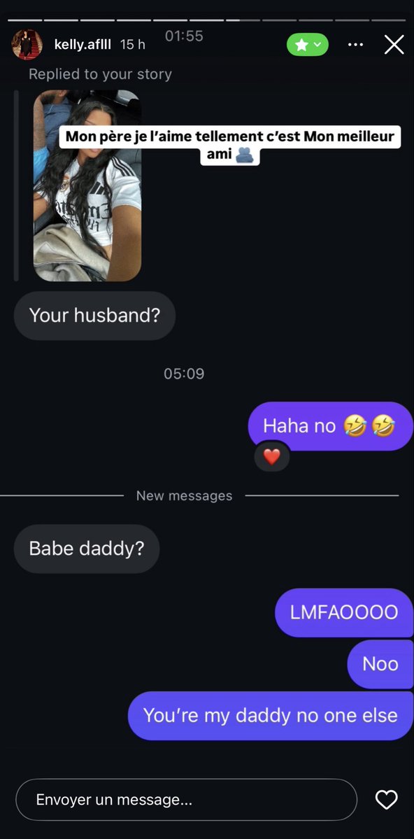 looved75's tweet photo. Voici une conversation entre elle et son « père » d’après elle !
C’est l’hôpital psychiatrique ici ! Comme tu dis shalyna est folle 🤪 
Ton père qui te laisse appeler un autre homme « Babe Dadd » Kelly ou Anfel, tu as besoin d’aide. https://t.co/dpzNr2Ydhx