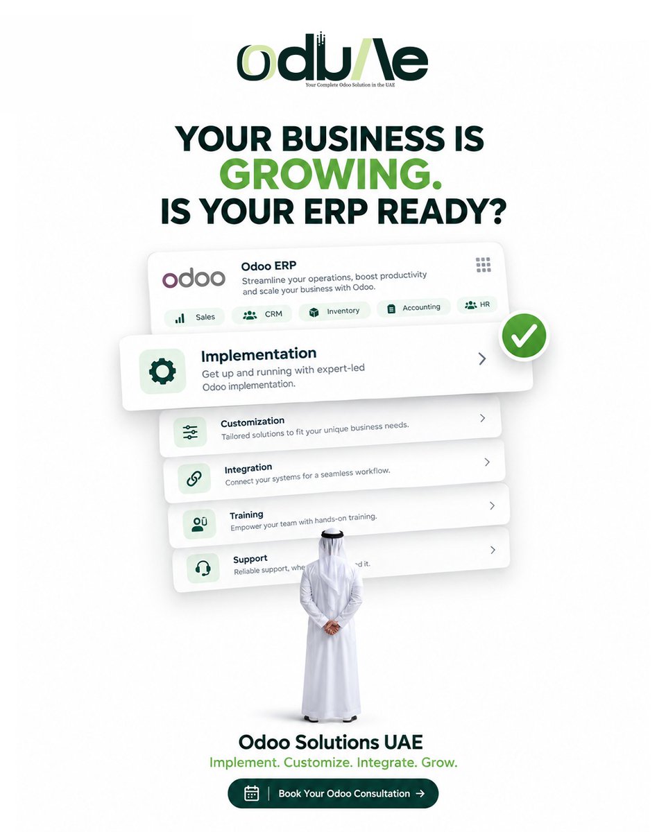 creativeiinc's tweet photo. Your business is growing. Is your ERP ready? 🚀

Streamline your operations with Odoo Solutions UAE — from implementation and customization to integration, training &amp; support.

📞 +971 55 869 4287
🌐 https://t.co/i309TuyhHd

#Odoo #OdooERP #ERP #BusinessAutomation #OdooUAE https://t.co/PvlG98kQ2u