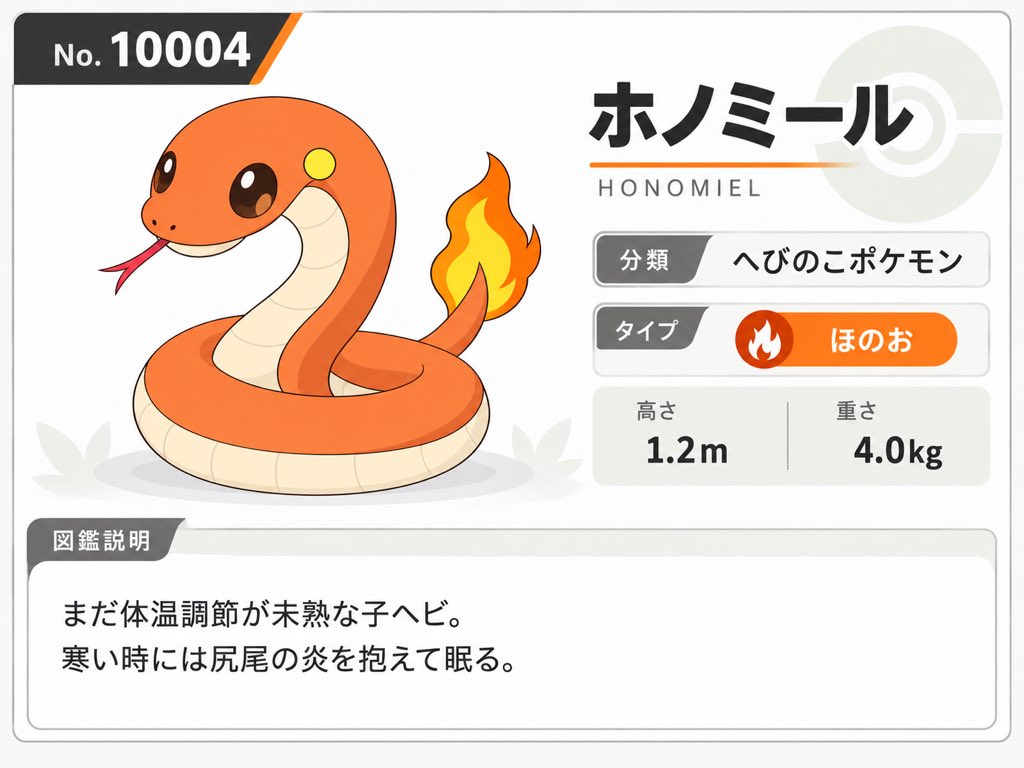 gen100_hevehell's tweet photo. 今日のシルカ地方ポケモン

シンプルでポケモンっぽく出来てるかなー
ヒトカゲのヘビバージョン😅

#ポケ妄想 #ポケモン https://t.co/r0X3jyTnaI