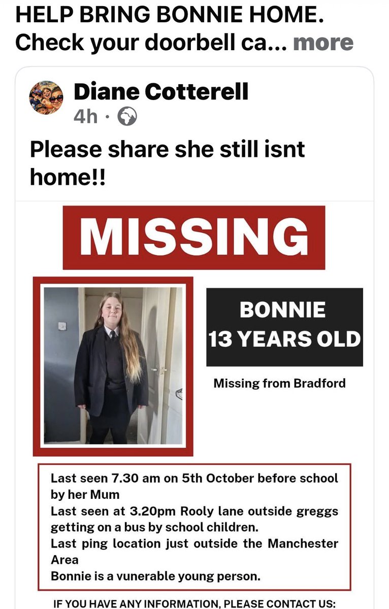wobble32704's tweet photo. If anyone,anywhere can help bring Bonnie home it’s the people on social media.
Doorbell cameras. Dashcam, CCTV.
Check it all
You may have that missing piece of information needed to bring bonnie home.
🇬🇧🇬🇧🇬🇧🇬🇧🇬🇧🇬🇧🇬🇧🇬🇧🇬🇧
         
         Thank you 
🇬🇧🇬🇧🇬🇧🇬🇧🇬🇧🇬🇧🇬🇧🇬🇧🇬🇧 https://t.co/MMpGWem8Di