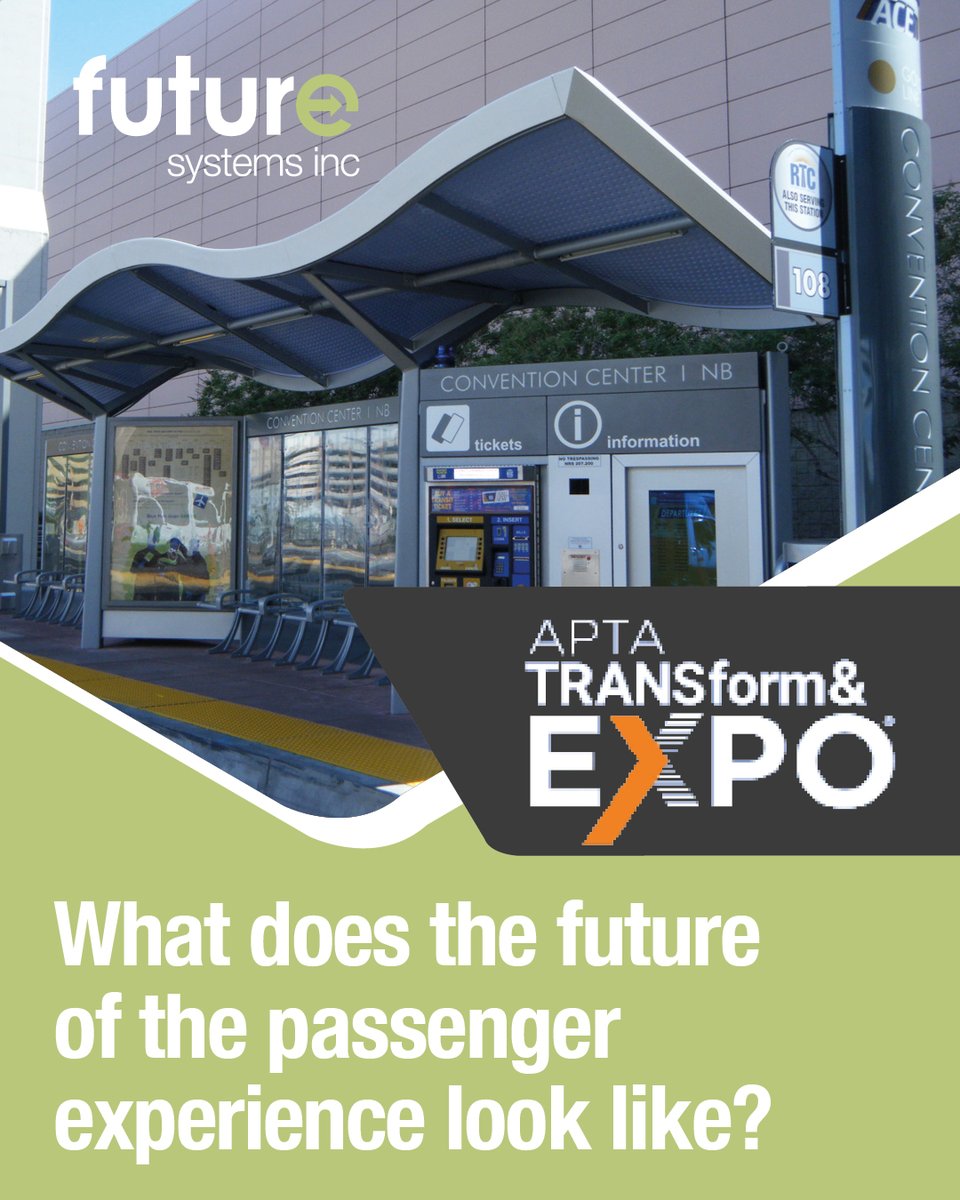 FutureSystemsX's tweet photo. Heading to @APTA_info #APTA2026 in Chicago?
Find the Future Systems team at Booth #2560 to discuss transit infrastructure, BRT, shelters, passenger information, digital displays and wayfinding.
https://t.co/YqMGuh0oyi
#APTAExpo #PublicTransport #Transit #TransitInfrastructure https://t.co/aI7JL0PwRa