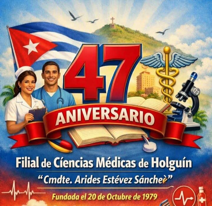Colombo_Ucmholg's tweet photo. 👉Próximamente, el 20 de octubre, nuestra Filial de Ciencias Médicas de Holguín celebrará con orgullo 47 años de fundada. 🩺✨
#Ucmho
#Cubafirme https://t.co/B262uZeyuJ