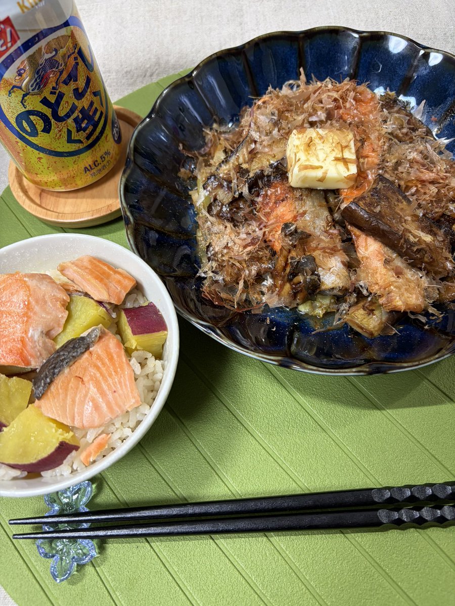 DaiCE24668's tweet photo. 秋茄子のちゃんちゃん焼きを作りました。しめじとナスが苦手な子どもが「美味しい！」とペロリと完食😋
時間がなく栗が調達できずサツマイモで代用しましたがこちらも家族に好評でした🥰
どちらも秋の味覚を感じられる、一品になりました！
#マッスル大漁飯 https://t.co/mLkLy4pqtl