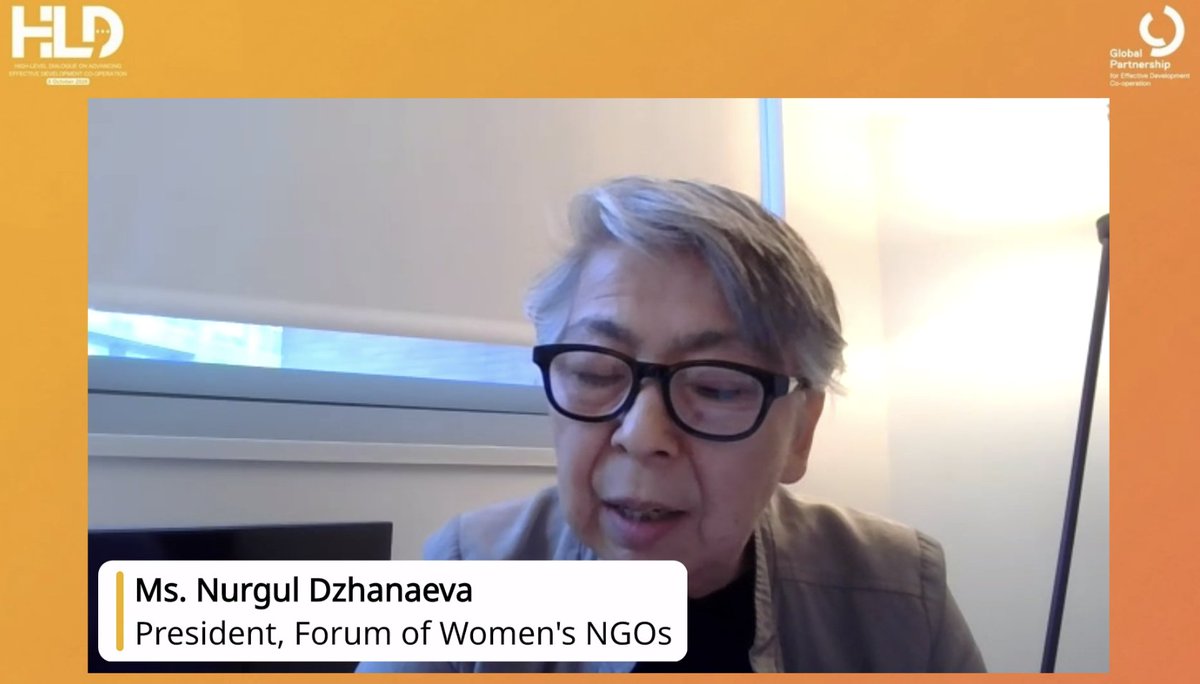 DevCooperation's tweet photo. At the #2026HLD, Ms. Nurgul Dzhanaeva stressed that participation is a right and dev effectiveness is key to poverty reduction. Without an enabling environment for CSOs, the wider agenda cannot succeed. We must take effective cooperation to the next level.

#EffectiveCooperation https://t.co/oTPRHjRLIU