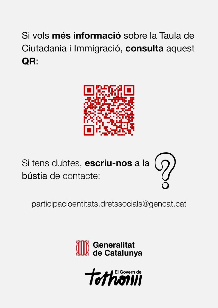 dsocialscat's tweet photo. 📢 Oberta la convocatòria de vocalies de la Taula de Ciutadania i Immigració

Vols que la veu de la teva entitat contribueixi a les polítiques públiques de ciutadania i migració?

🗓️ Presenta la teva candidatura del 3 al 22 d’octubre de 2026
✅ 8 vocalies per a entitats cíviques i socials
✅ 8 vocalies per a entitats de persones migrades
✅ Mandat de 3 anys

🔗 https://t.co/QipSQ0lhO9

#TaulaCiutadaniaImmigració