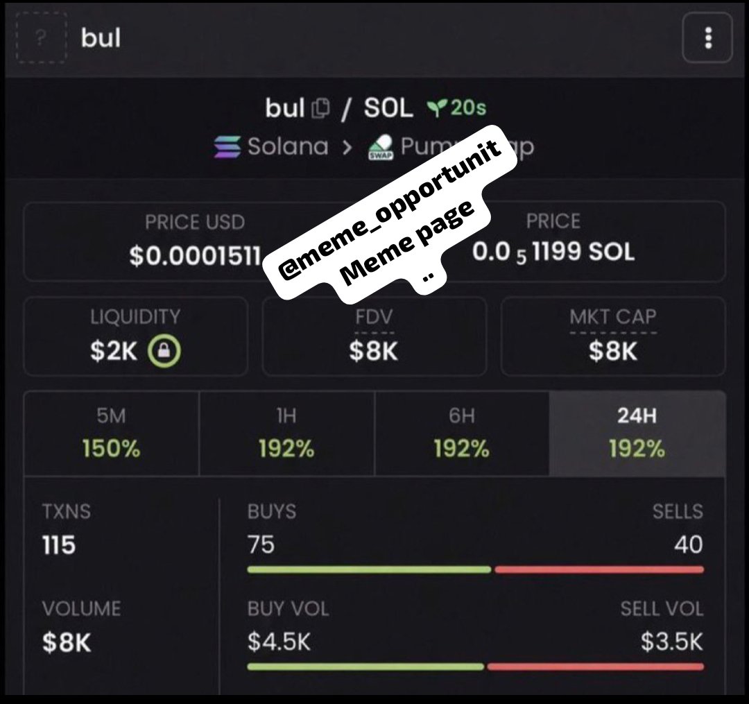 meme_opportunit's tweet photo. I dropped $bul at $8.0K mcap in my private group — now around $237K mcap 💯📈Another early setup that delivered a huge move. 🔥Follow me + join TG Group &amp; Discord for more setups. 🚀
#Crypto #Trading #Altcoins

CA 
GyWkSn2ah7dqLyPeZAjEZmfxuU2H4nwfGvgJhfYDVegn https://t.co/FUM5apucAG