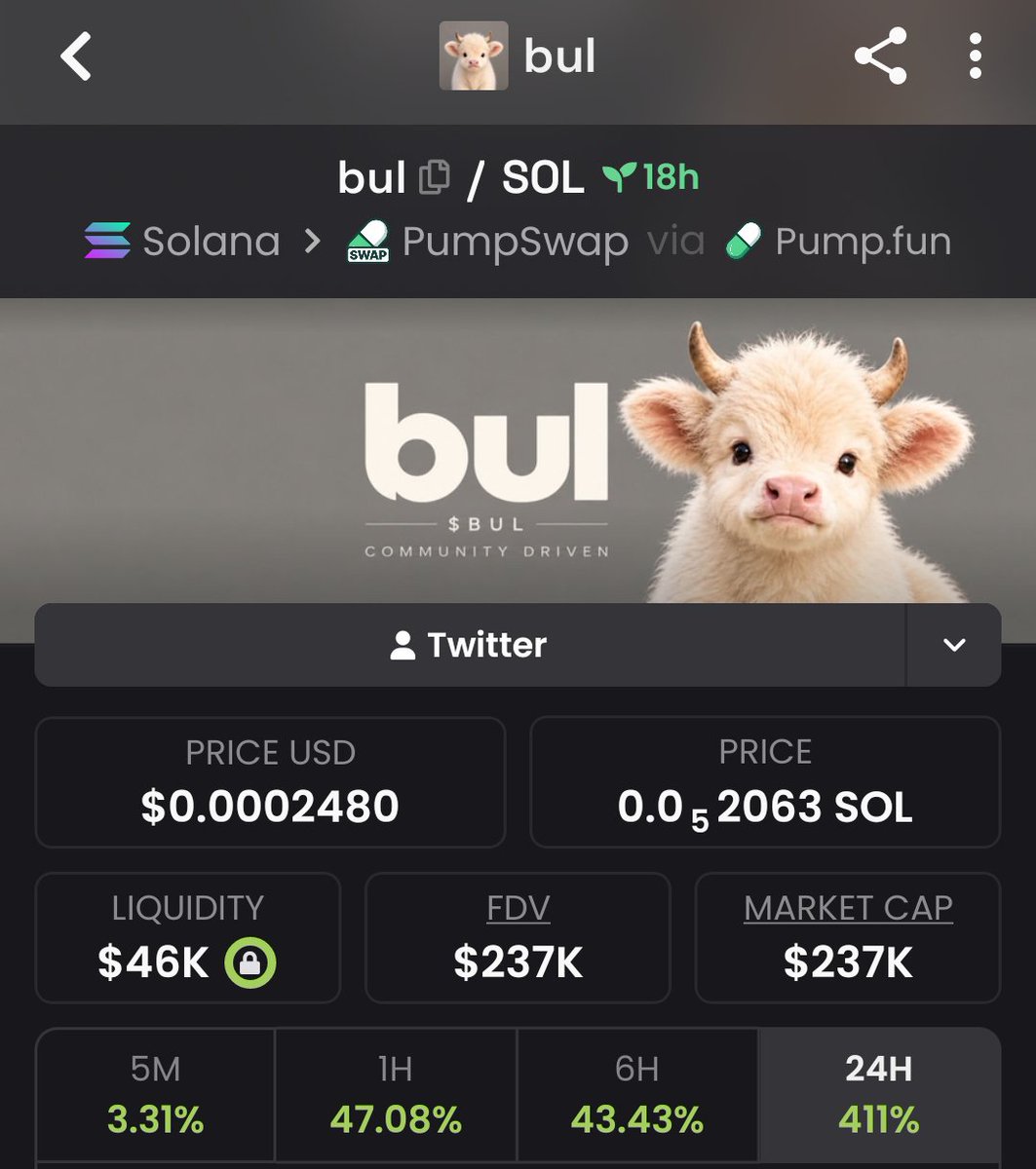 meme_opportunit's tweet photo. I dropped $bul at $8.0K mcap in my private group — now around $237K mcap 💯📈Another early setup that delivered a huge move. 🔥Follow me + join TG Group &amp; Discord for more setups. 🚀
#Crypto #Trading #Altcoins

CA 
GyWkSn2ah7dqLyPeZAjEZmfxuU2H4nwfGvgJhfYDVegn https://t.co/FUM5apucAG