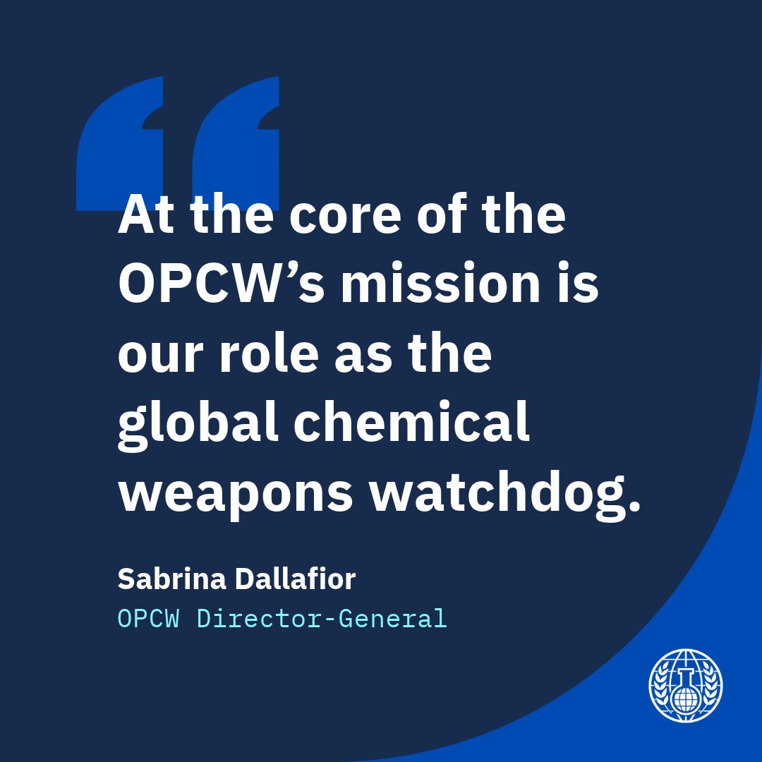 OPCW's tweet photo. The 113th Session of the Executive Council is underway.

In her opening remarks, @OPCW_DG  Sabrina Dallafior reaffirmed the OPCW's commitment to preventing the re-emergence of chemical weapons and ensuring the #ChemicalWeaponsConvention remains effective in a rapidly evolving global environment.

Her full statement➡️ https://t.co/WVGXCGLYqq
#EC113